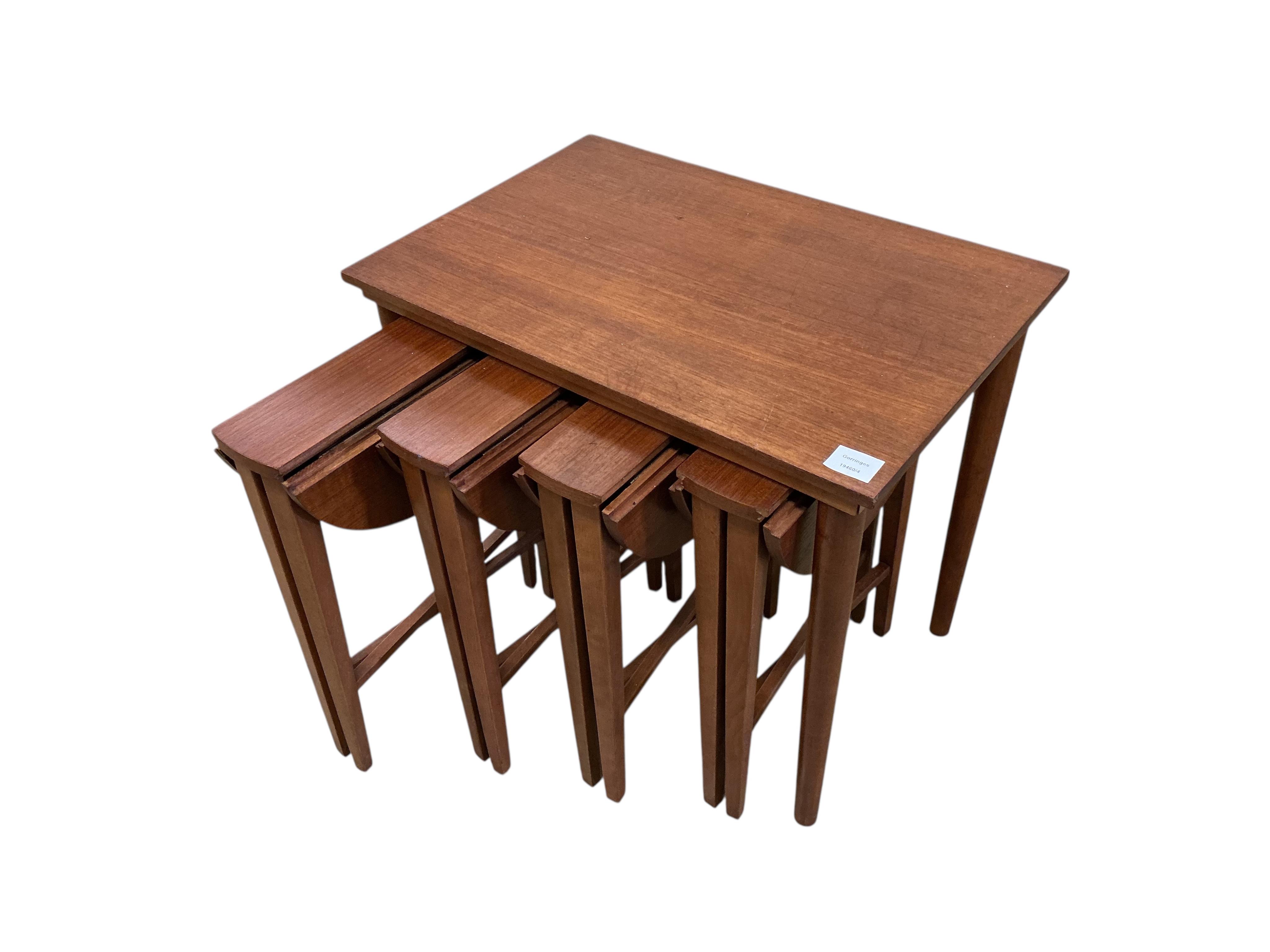 Poul Hundevad (Danish, 1917-2011) for Novy Domov, a nest of mid century teak tables, width 62cm, depth 42cm, height 52cm